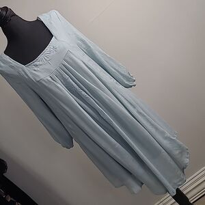 Crescent sz M midi dress.  Ice blue embroidery fabric.  Fully lined